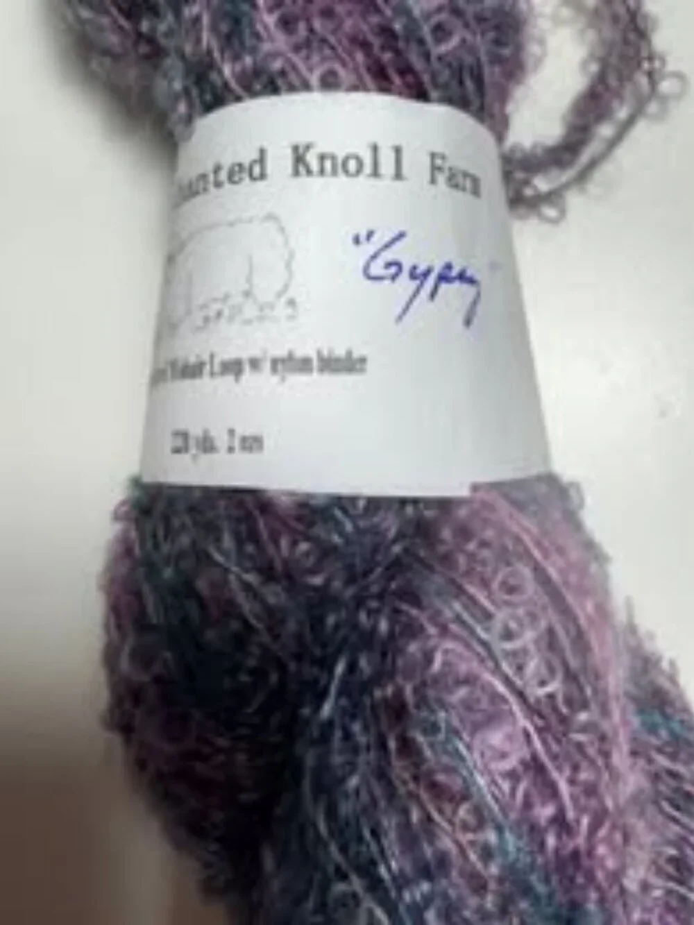 Enchanted Knoll Farm Yarn Gypsy Purple Hand Dyed Mohair Loop w/nylon biner #518